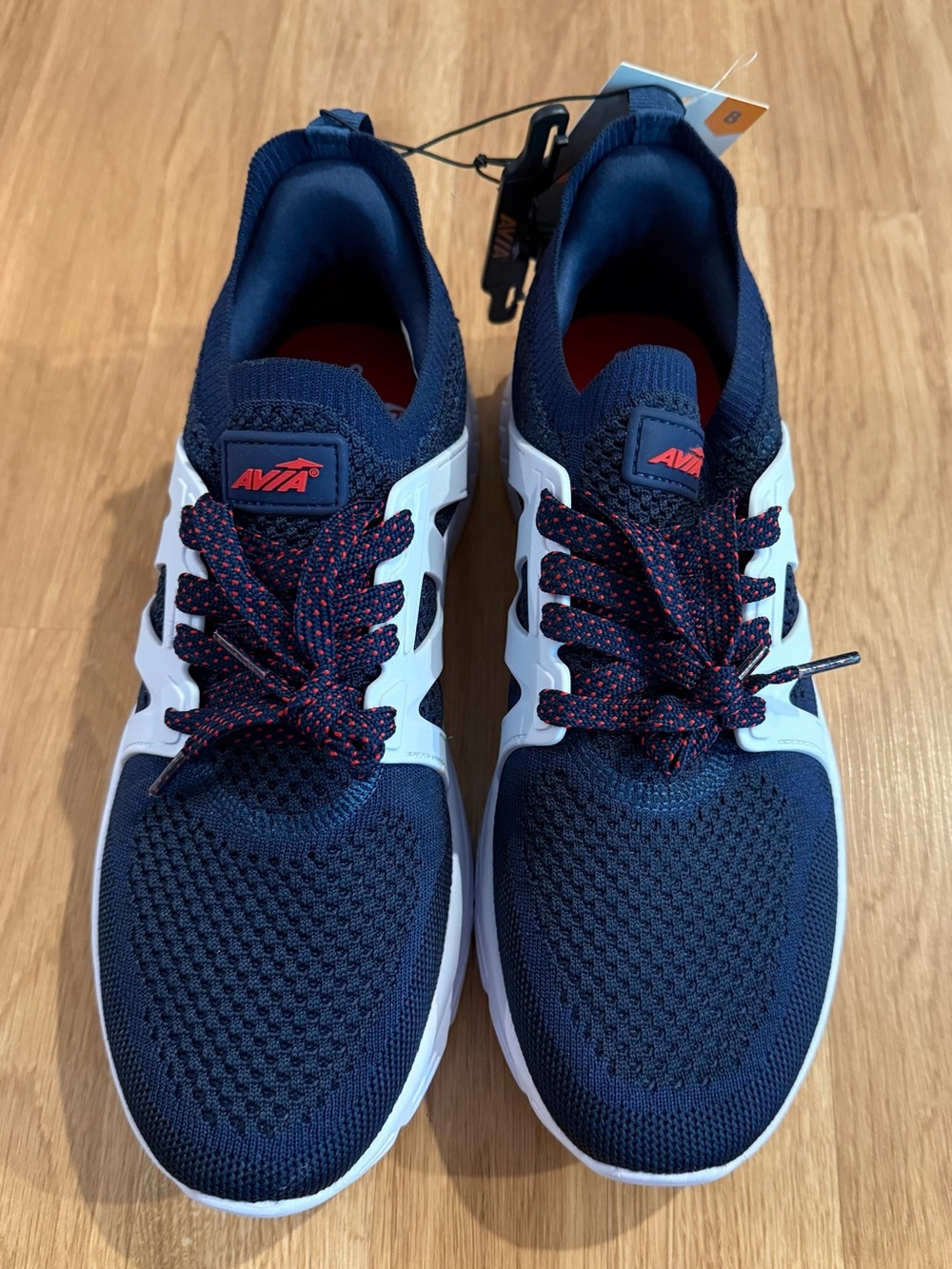 NEW Avia Men's Quickflash Running Sneakers - Red/White/ Blue - Size 8